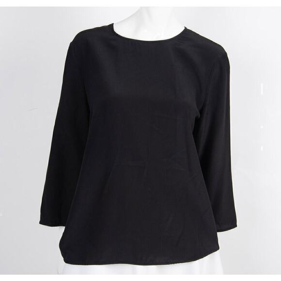 Vintage Diane von Furstenberg slip on black blouse with 3/4 sleeves - size 12 - Picture 1 of 6